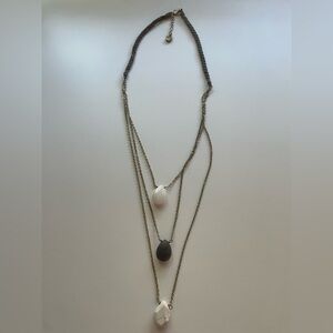 Loft Layered Necklace with White and Black Accents